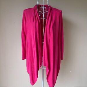 Chaus open front cardigan low high hot pink